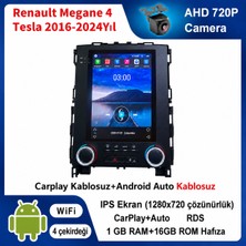 SBAID Renault Megane 4 Tesla 2016-2024 Yıl Uyumlu 1GB Ram 16GB Rom Hafıza Android Kablosuz Carplay Navigasyon Multimedya 9.7ınç Tesla Ekran Hediye Görüş Kamerası Hediye Çerçevesi 1+16