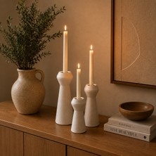 Vien Home 3'lü Modern Seramik Şamdan Seti – Minimal Dekoratif Mumluk Takımı (12-15-18 Cm)