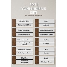 20'li Ofis&fabrika Alanlar Oda Kapı Isimliği Yönlendirme Tabelası Levhası Seti 25X9CM