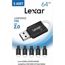 Lexar 64GB LJDV40-64GAB Jumpdrive V40 USB 2.0 Flash Bellek 5'li Paket