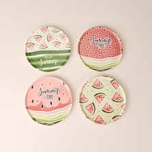Ülger Seramik Watermelon 4'lü Tabak Seti - Renkli - 21 cm