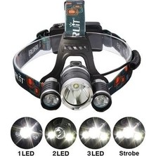 Hace Bazaar T6 Kafa Feneri 5000 Lumens 3xcree Xm-T6+2r5 Lamba LED Kamp Lambası -Hcb
