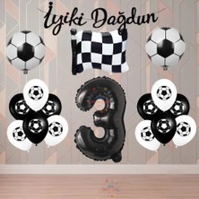 İstoç Parti Istoç Siyah-Beyaz Futbol Taraftartemalı  Doğum Günü Parti Seti Yaş-3