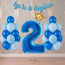 Bal10 Dünyası BAL10 Mavi Renk Temalı Rakamlı Doğum Günü Parti Seti Yaş-2