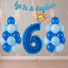 Rönesans Parti Rönesans Mavi Renk Temalı Rakamlı Doğum Günü Parti Seti Yaş-6