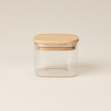 MİEN Mien Bambu Kapaklı Cam Kase - Şeffaf - 8X8X6 cm