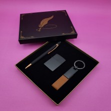 Siyah Rubber Kalem Çakmak ve Anahtarlık Set Midastech