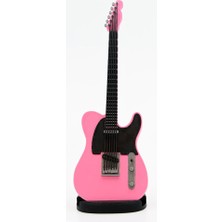 Diyez Müzik Telecaster Kasa Tasarım Elektro Gitar Şeklinde Standlı Biblo – Pembe/siyah