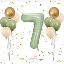 Rönesans Parti Rönesans Su Yeşil Rakam Balon Seti Yaş-7