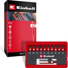 Einhell 11 Parça Darbeli Vidalama Ucu Seti, Cep Seti 49118673 | PH / PZ / T / H | 25 mm vidalama uçları | mangan fosfat kaplamalı S2 çelik | manyetik uç tutucu | saklama kutusu