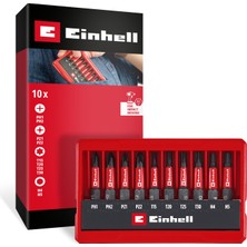 Einhell 10 Parça Darbeli Vidalama Ucu Seti, Cep Seti, 50 mm 49118653 | PH / PZ / T / H | 50 mm vidalama uçları | mangan fosfat kaplamalı S2 çelik | E 6.3 | saklama kutusu
