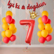 Best Parti Best Sarı-Kırmızı Renk Temalı Doğum Günü Parti Seti Yaş-7