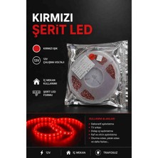 Raffin Kırmızı Şerit LED 12V (5 Metre)