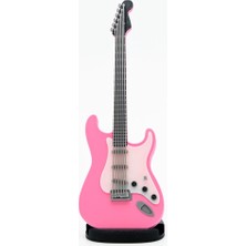 Diyez Müzik Strat Kasa Tasarım Elektro Gitar Şeklinde Standlı Biblo – Pembe/beyaz