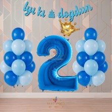 Best Parti Best Mavi Renk Temalı Rakamlı Doğum Günü Parti Seti Yaş-2