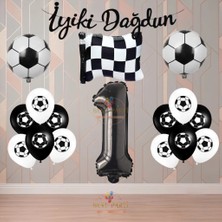 Best Parti Best Siyah-Beyaz Futbol Taraftartemalı  Doğum Günü Parti Seti Yaş-1