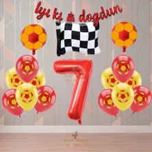 Best Parti Best Sarı-Kırmızı Futbol Taraftartemalı  Doğum Günü Parti Seti Yaş-7