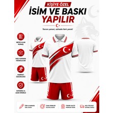 Sidas Türkiye 2026 (Y02) Polo Yaka Beyaz Kırmızı Özel Tasarım Çocuk Forması Çorap Hediyeli