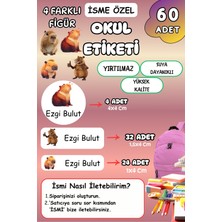 Birikiyedi Okul Etiketi Kalem Defter Etiketi Özel Isim Yazılabilen Etiket 60 Adet Sevimli Capybara Kapibara