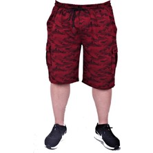Moc Grande Mocgrande Büyük Beden Likralı Erkek Penye Şort Honeycomb Camouflage 23612 Bordo