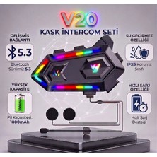 Always Teknoloji Y20 5.3 Motosiklet Kask Kulaklık Intercom Işıklı Motorsiklet (EŞLEŞME YOKTUR)