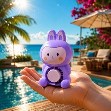 Kuzey Oyuncak Vıp Yüksek Kalite Mor Tavşanlı Masa Fanı Mini El Fanı Pembe Işıklı Şarjlı Masa Fanı Şarjlı El Fanı