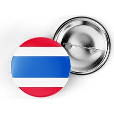 İberk 5 Adet - 44 mm Iğneli Çanta Rozeti - Vektörel Ülke Bayraklı Thailand Tayland Bayrağı