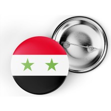 İberk 5 Adet - 44 mm Iğneli Çanta Rozeti - Vektörel Ülke Bayraklı Syria Suriye Bayrağı
