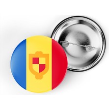 İberk 5 Adet - 44 mm Iğneli Çanta Rozeti - Vektörel Ülke Bayraklı Andorra Bayrağı
