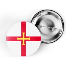 İberk 5 Adet - 44 mm Iğneli Çanta Rozeti - Vektörel Ülke Bayraklı Guernsey Bayrağı