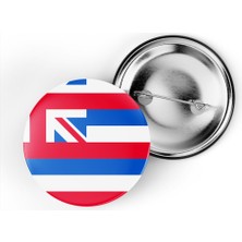 İberk 5 Adet - 44 mm Iğneli Çanta Rozeti - Vektörel Ülke Bayraklı Hawaii Bayrağı