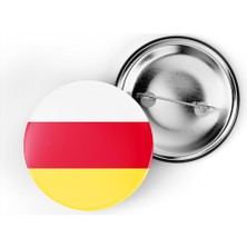 İberk 5 Adet - 44 mm Iğneli Çanta Rozeti - Vektörel Ülke Bayraklı Ossetia Osetya Oset Bayrağı
