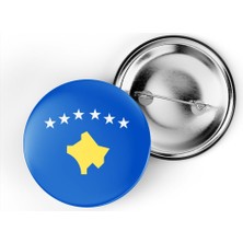 İberk 5 Adet - 44 mm Iğneli Çanta Rozeti - Vektörel Ülke Bayraklı Kosovo Kosova Bayrağı