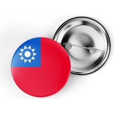 İberk 5 Adet - 44 mm Iğneli Çanta Rozeti - Vektörel Ülke Bayraklı Taiwan Tayvan Bayrağı