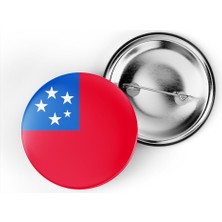 İberk 5 Adet - 44 mm Iğneli Çanta Rozeti - Vektörel Ülke Bayraklı Samoa Bayrağı