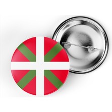 İberk 5 Adet - 44 mm Iğneli Çanta Rozeti - Vektörel Ülke Bayraklı Basque Country Bask Ülkesi Bask Bayrağı