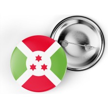 İberk 5 Adet - 44 mm Iğneli Çanta Rozeti - Vektörel Ülke Bayraklı Burundi Bayrağı