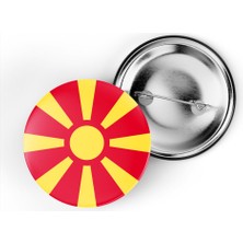 İberk 5 Adet - 44 mm Iğneli Çanta Rozeti - Vektörel Ülke Bayraklı Republic Of Macedonia Makedonya Cumhuriyeti Bayrağı