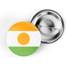 İberk 5 Adet - 44 mm Iğneli Çanta Rozeti - Vektörel Ülke Bayraklı Niger Nijer Bayrağı