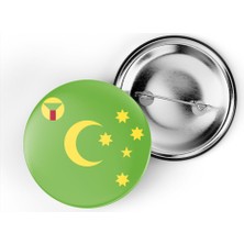 İberk 5 Adet - 44 mm Iğneli Çanta Rozeti - Vektörel Ülke Bayraklı Cocos Island Cocos Adaları Bayrağı