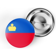 İberk 5 Adet - 44 mm Iğneli Çanta Rozeti - Vektörel Ülke Bayraklı Liechtenstein Lihtenştayn Bayrağı