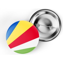 İberk 5 Adet - 44 mm Iğneli Çanta Rozeti - Vektörel Ülke Bayraklı Seychelles Seyşeller Bayrağı