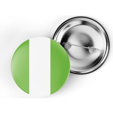 İberk 5 Adet - 44 mm Iğneli Çanta Rozeti - Vektörel Ülke Bayraklı Nigeria Nijerya Bayrağı