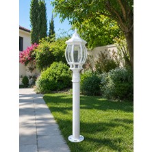 Lambax 96 cm Sekizgen Direkli Bahçe Armatürü - Bahçe Lambası Beyaz