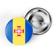İberk 5 Adet - 44 mm Iğneli Çanta Rozeti - Vektörel Ülke Bayraklı Madeira Bayrağı