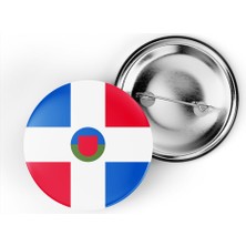 İberk 5 Adet - 44 mm Iğneli Çanta Rozeti - Vektörel Ülke Bayraklı Dominican Republic Dominik Cumhuriyeti Bayrağı