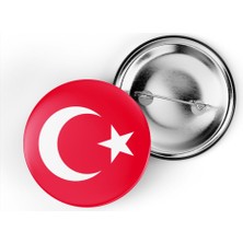 İberk 5 Adet - 44 mm Iğneli Çanta Rozeti - Vektörel Ülke Bayraklı Türkiye Türk Bayrağı