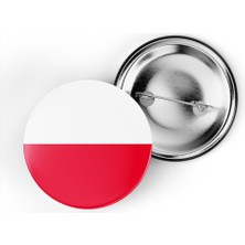 İberk 5 Adet - 44 mm Iğneli Çanta Rozeti - Vektörel Ülke Bayraklı Poland Polonya Bayrağı