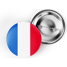 İberk 5 Adet - 44 mm Iğneli Çanta Rozeti - Vektörel Ülke Bayraklı France Fransa Fransız Bayrağı