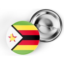 İberk 5 Adet - 44 mm Iğneli Çanta Rozeti - Vektörel Ülke Bayraklı Zimbabwe Zimbabve Bayrağı